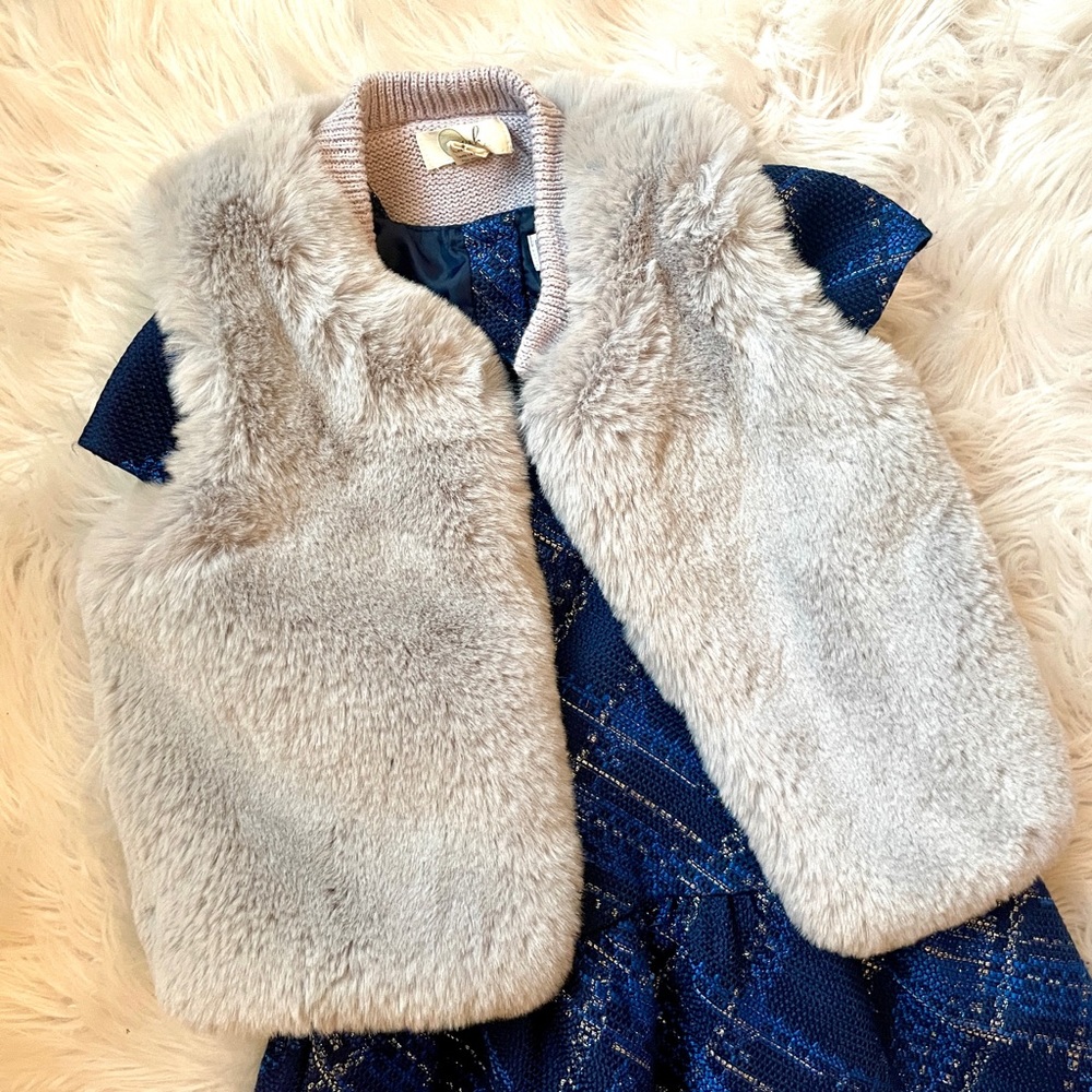 Adorable Gray / Silver Faux Fur Vest | 3T toddler Little Girl